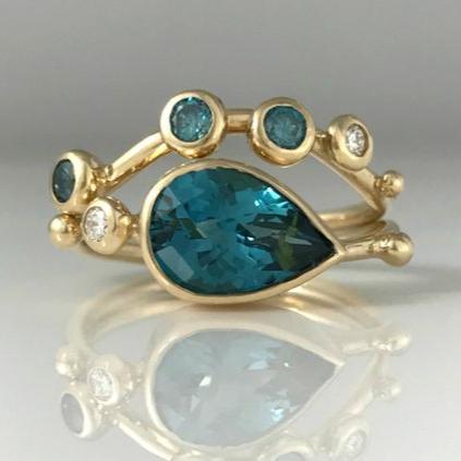 Retro Turquoise Blue Glass Ring