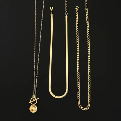 Gold Savira Textured Coin Layering Necklace