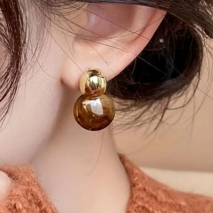 Aurélie Gold Amber Drop Earrings