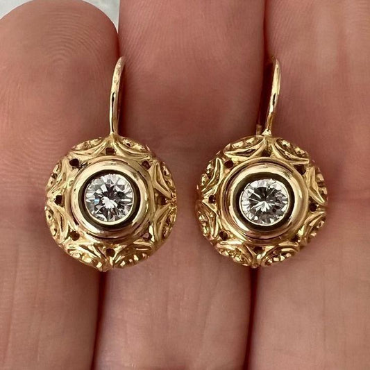 Retro Round Shiny Gold Earrings