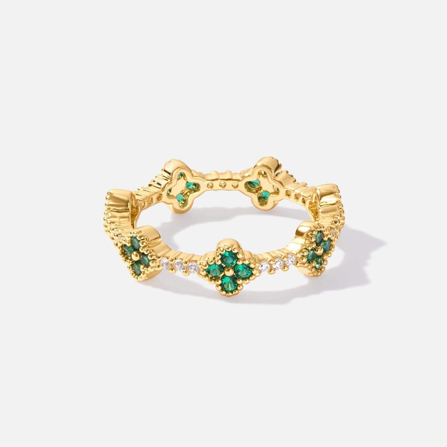 Four-Leaf Clover Crystal Ring - Luck Charm