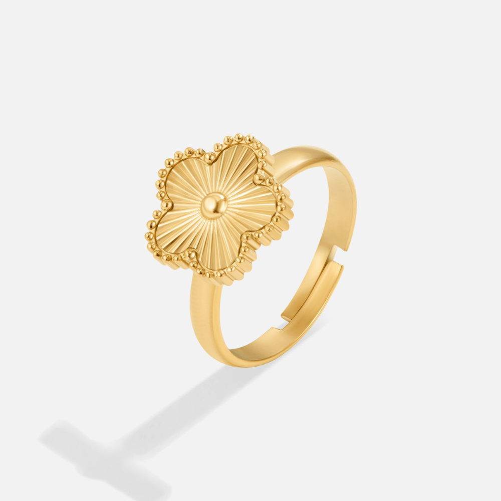 Radiant Clover Leaf Gold Ring
