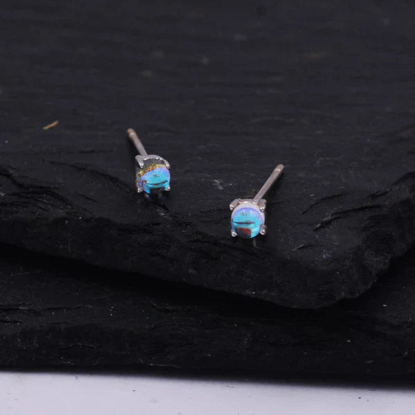 Delicate Sterling Silver Mermaid Crystal Stud Earrings