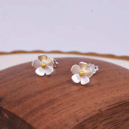 Floral Sterling Silver Stud Earrings
