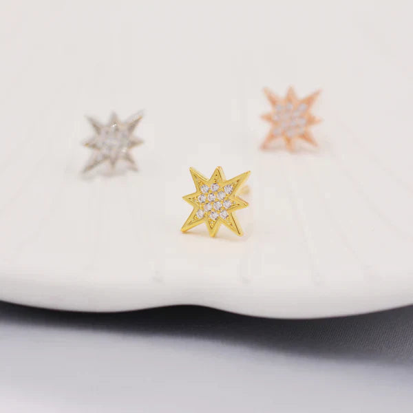 Sterling Silver Starburst Stud Earrings