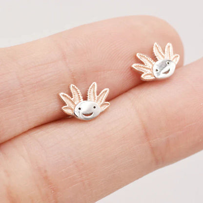 Sterling Silver Axolotl Stud Earrings
