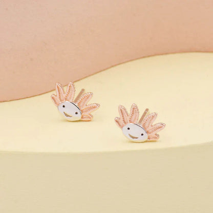 Sterling Silver Axolotl Stud Earrings