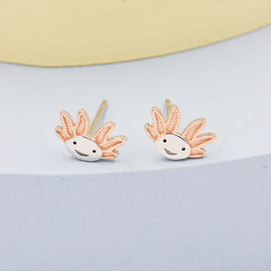 Sterling Silver Axolotl Stud Earrings