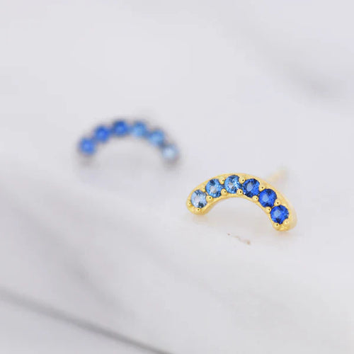 Arch Shaped Earrings in Sapphire Blue