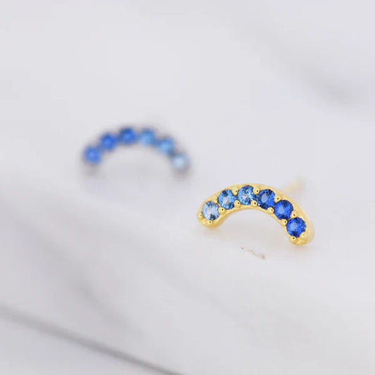 Arch Shaped Earrings in Sapphire Blue