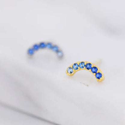Arch Stud Earrings in Sapphire Blue