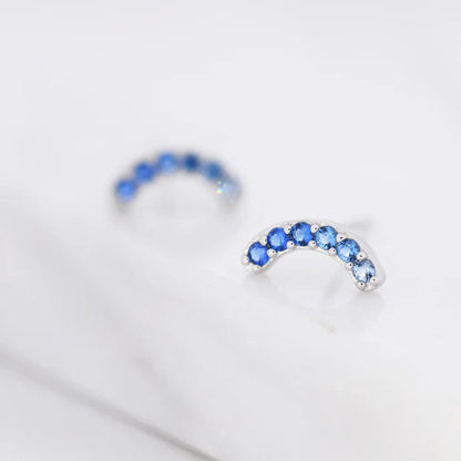 Arch Shaped Earrings in Sapphire Blue