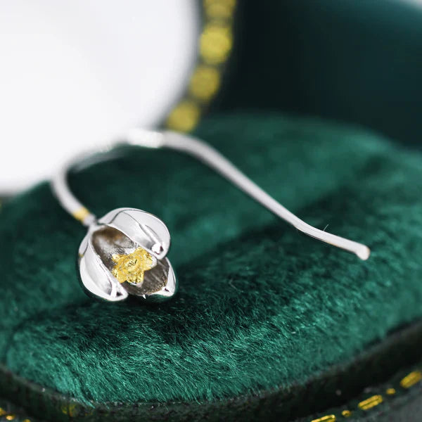 Sterling Silver Snowdrop Flower Drop Earrings