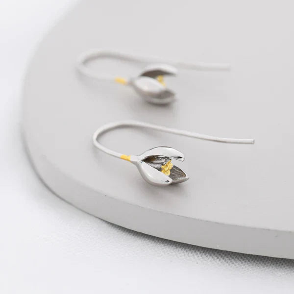 Sterling Silver Snowdrop Flower Drop Earrings