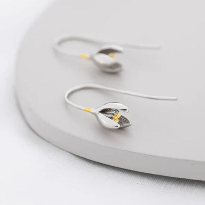 Sterling Silver Snowdrop Flower Drop Earrings