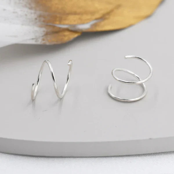 Sterling Silver Minimalist Spiral Hoop Earrings