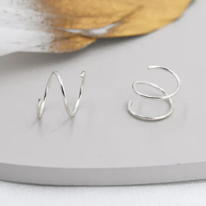 Sterling Silver Minimalist Spiral Hoop Earrings