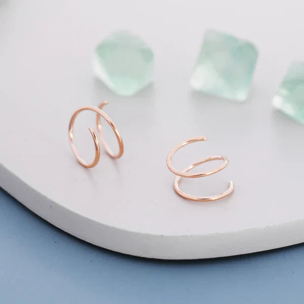 Sterling Silver Minimalist Spiral Hoop Earrings