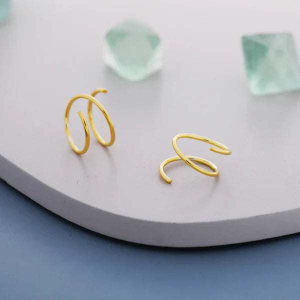 Sterling Silver Minimalist Spiral Hoop Earrings