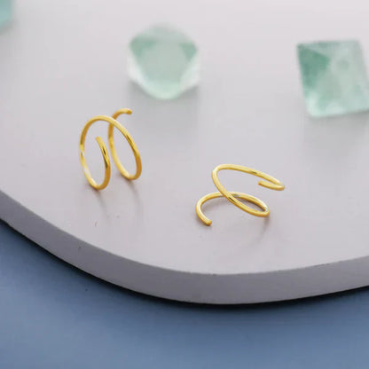 Sterling Silver Minimalist Spiral Hoop Earrings