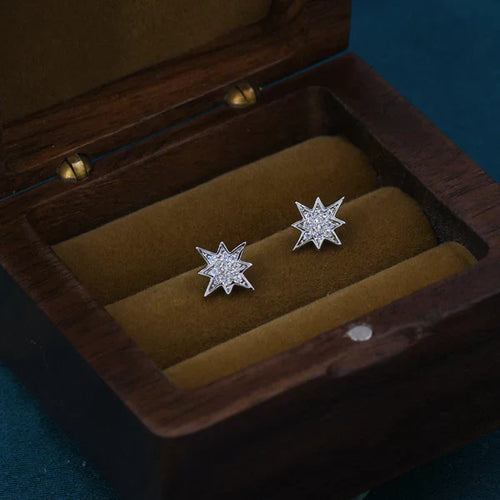 Sterling Silver Starburst Stud Earrings