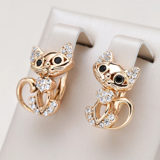 Chic Gold Kitten Earrings