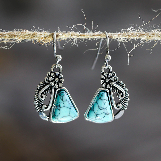 Silver Vintage Stone Earrings