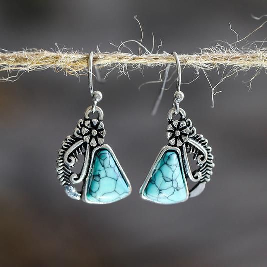 Silver Vintage Stone Earrings