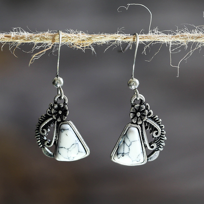 Silver Vintage Stone Earrings