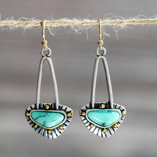 Retro Turquoise and Silver Earrings