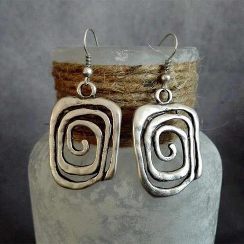 Silver Spiral Bohemian Earrings