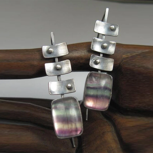 Silver Faded Color Boho Earrings