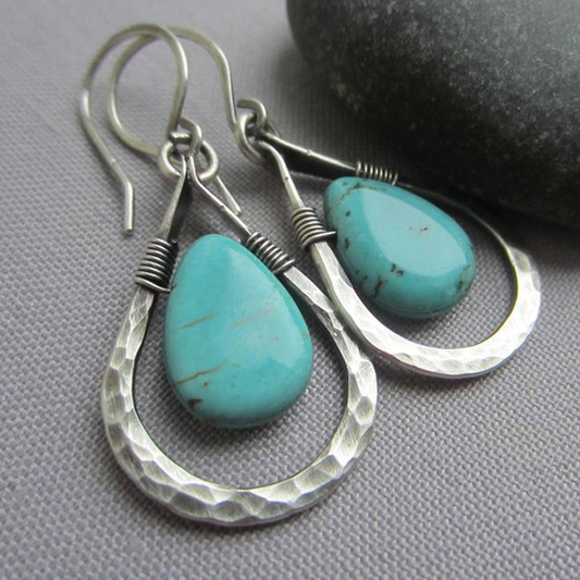 Silver Earrings with Natural Turquoise Stones
