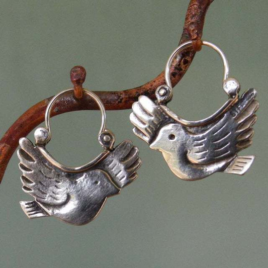 Silver Vintage Bird Earrings