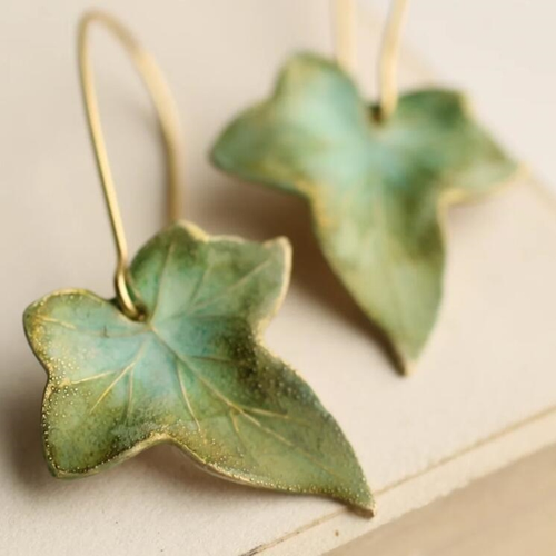 Retro Green Leaf Earrings