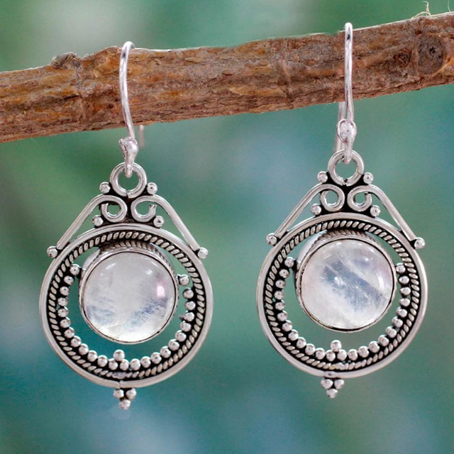 Classic Curved Moonstone Earrings