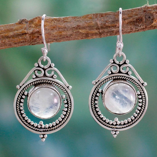 Classic Curved Moonstone Earrings