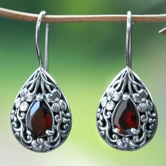 Retro Red Crystal Earrings