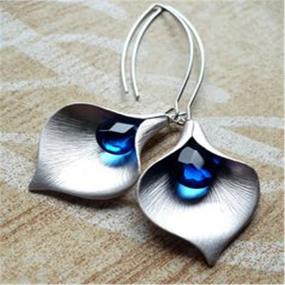 Silver Earrings with Blue Stone Accents