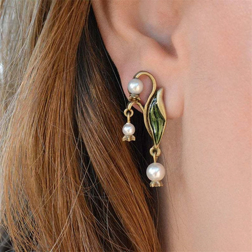 Enamel and Pearl Bohemian Earrings