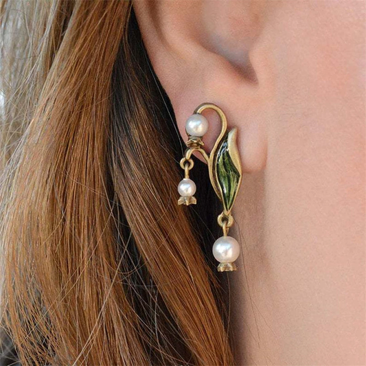 Enamel and Pearl Bohemian Earrings