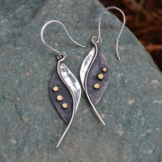 Silver Vintage Antique Leaf Earrings