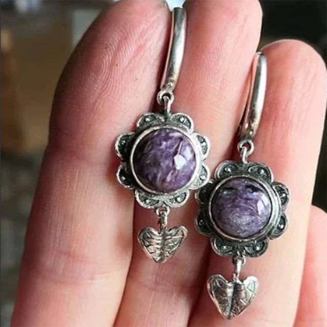 Retro Purple Stone Earrings