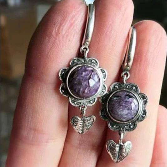 Retro Purple Stone Earrings