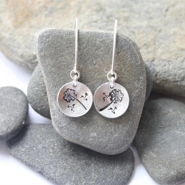 Retro Round Dandelion Earrings