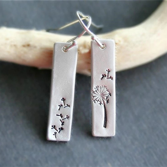 Retro Dandelion Rectangular Earrings