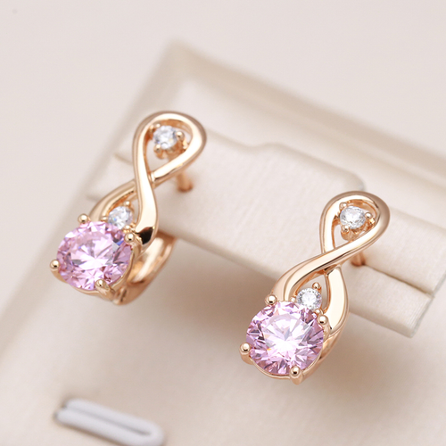 Chic Pink Crystal Drop Earrings