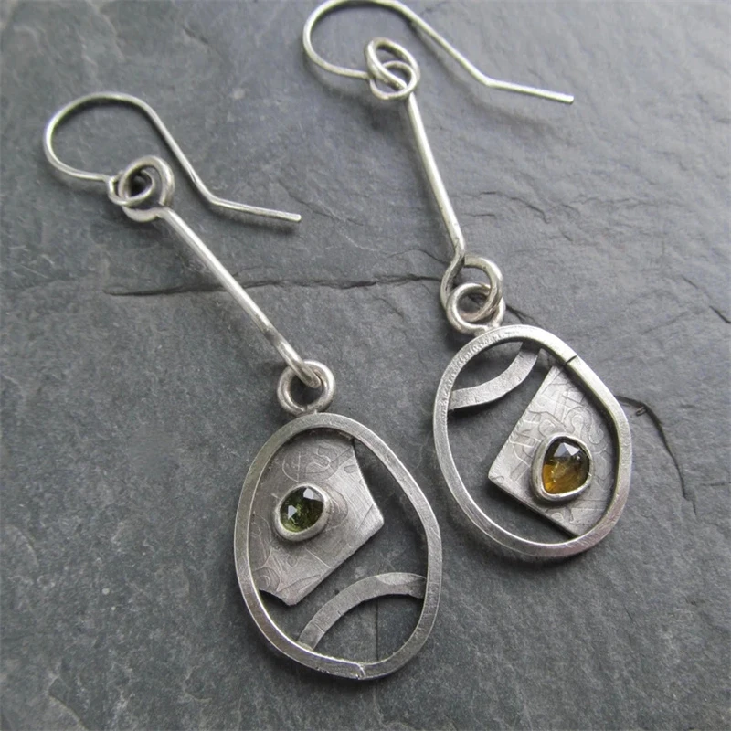 Retro Crystal-Embellished Earrings in Vibrant Colors