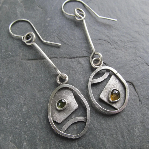 Retro Crystal-Embellished Earrings in Vibrant Colors