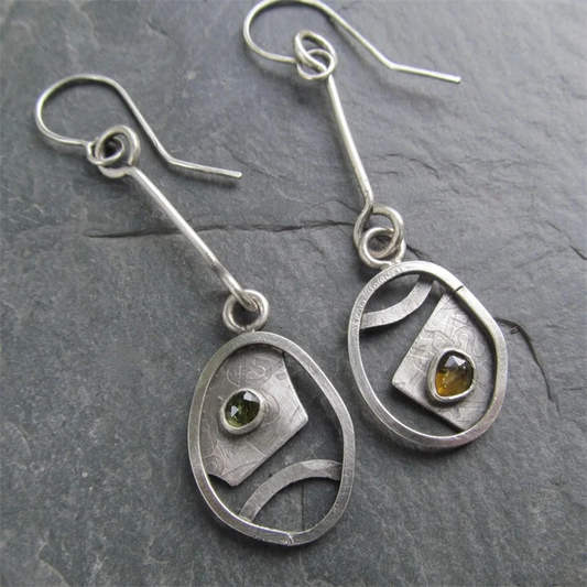 Retro Crystal-Embellished Earrings in Vibrant Colors